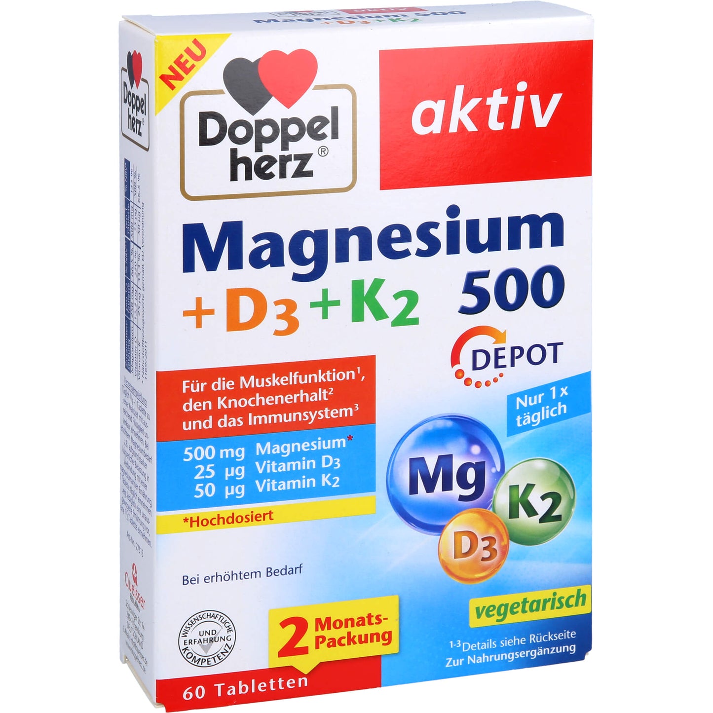 Doppelherz Magnesium 500 + D3 + K2 Depot 60 ST