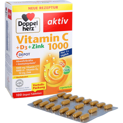 Doppelherz Vitamin C 1000 + D3 + Zink Depot 100 ST