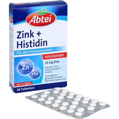 ABTEI Zink+Histidin Tabletten Titandioxidfrei 30 St
