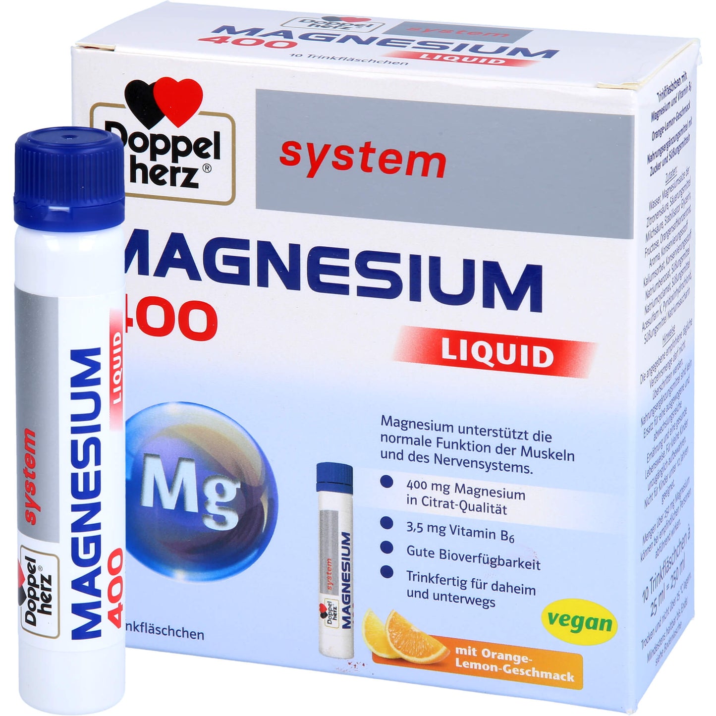 DOPPELHERZ Magnesium 400 Liquid system Trinkamp. 10 St