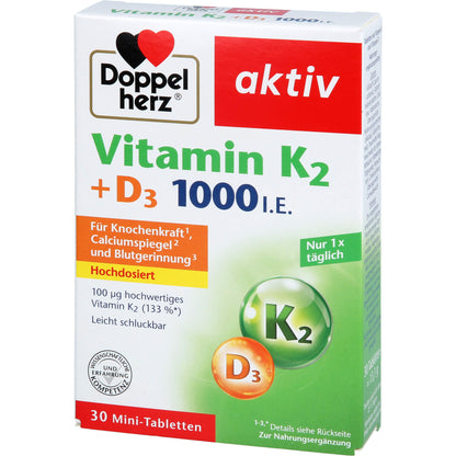 DOPPELHERZ Vitamin K2+D3 1000 I.E. Tabletten 30 St