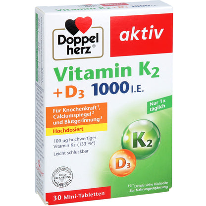 DOPPELHERZ Vitamin K2+D3 1000 I.E. Tabletten 30 St