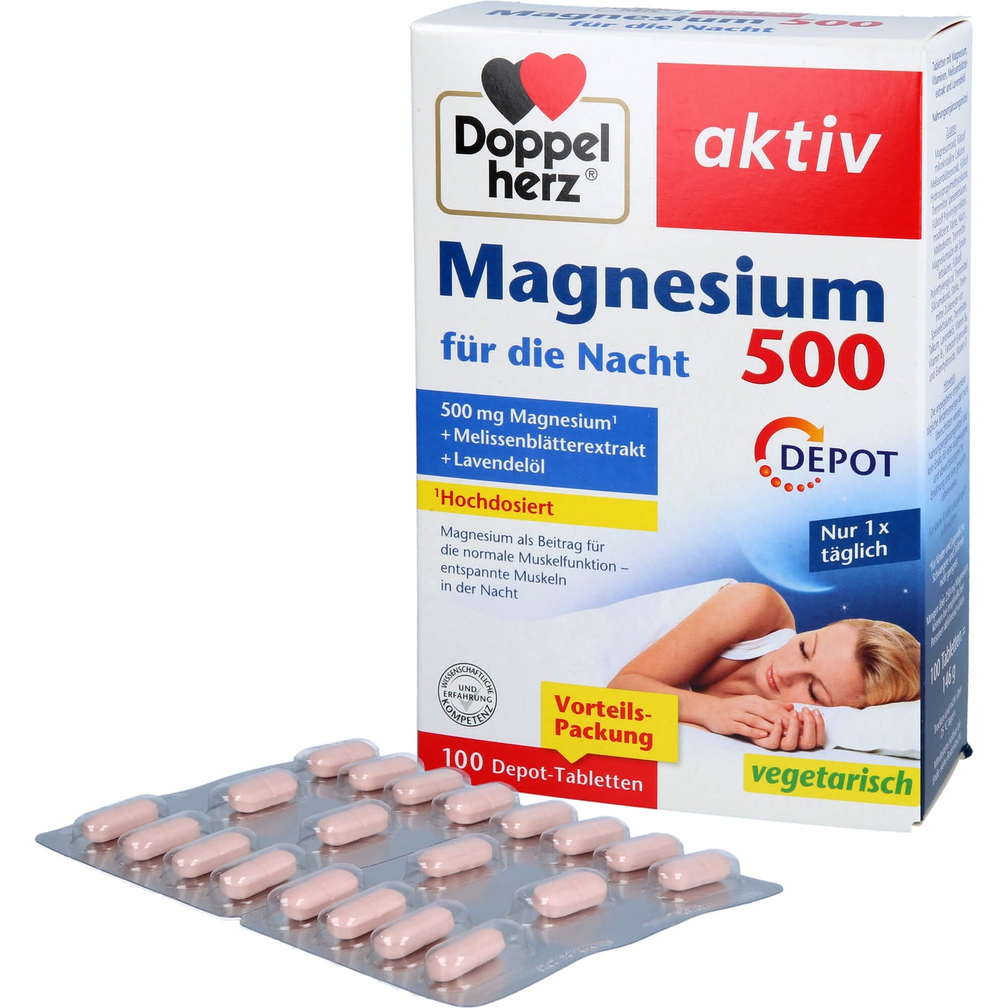 DOPPELHERZ Magnesium 500 für die Nacht Tabletten 100 St