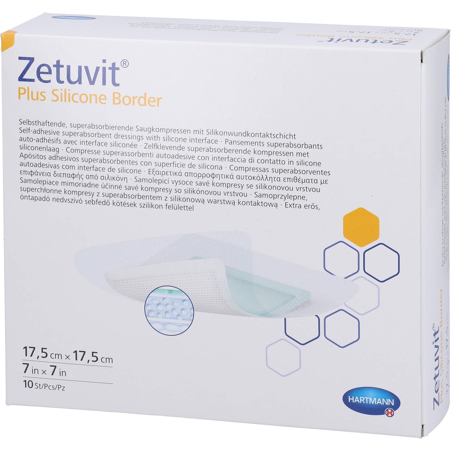 ZETUVIT Plus Silicone Border steril 17,5x17,5 cm 10 St