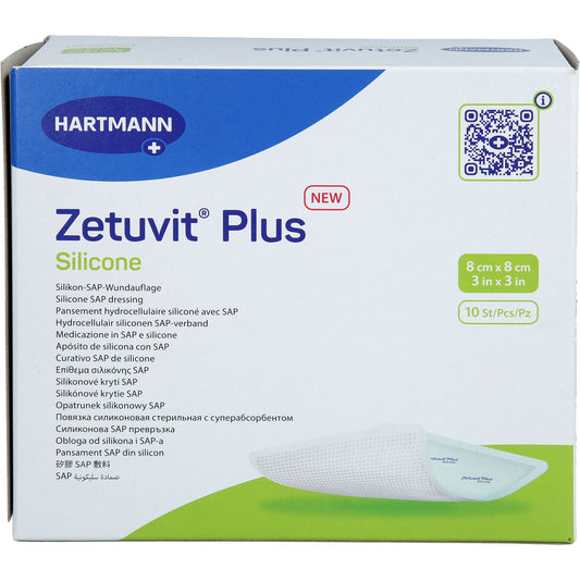 ZETUVIT Plus Silicone steril 8x8 cm 10 St