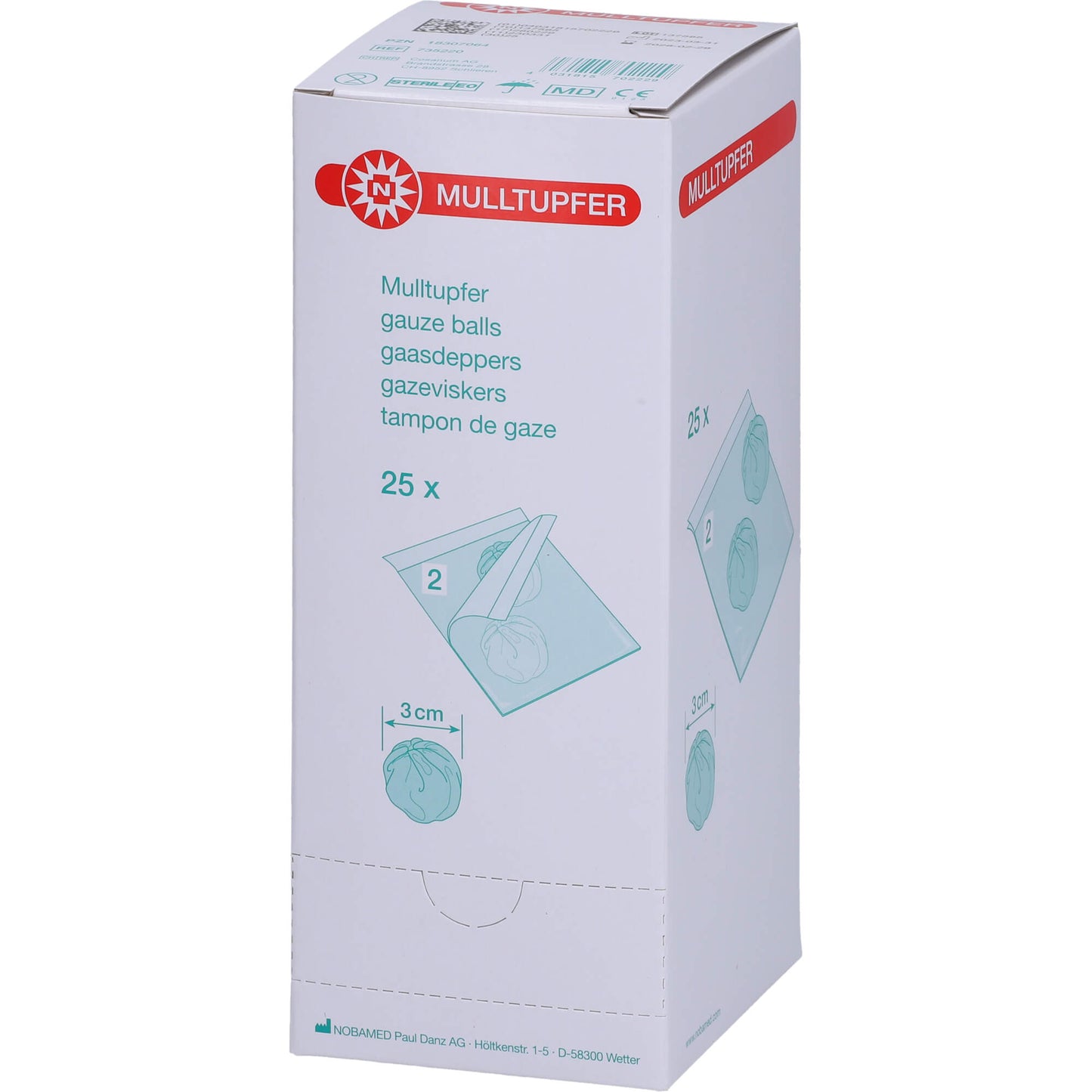 MULLTUPFER-steril Drm.3,0 cm P2 25X2 St