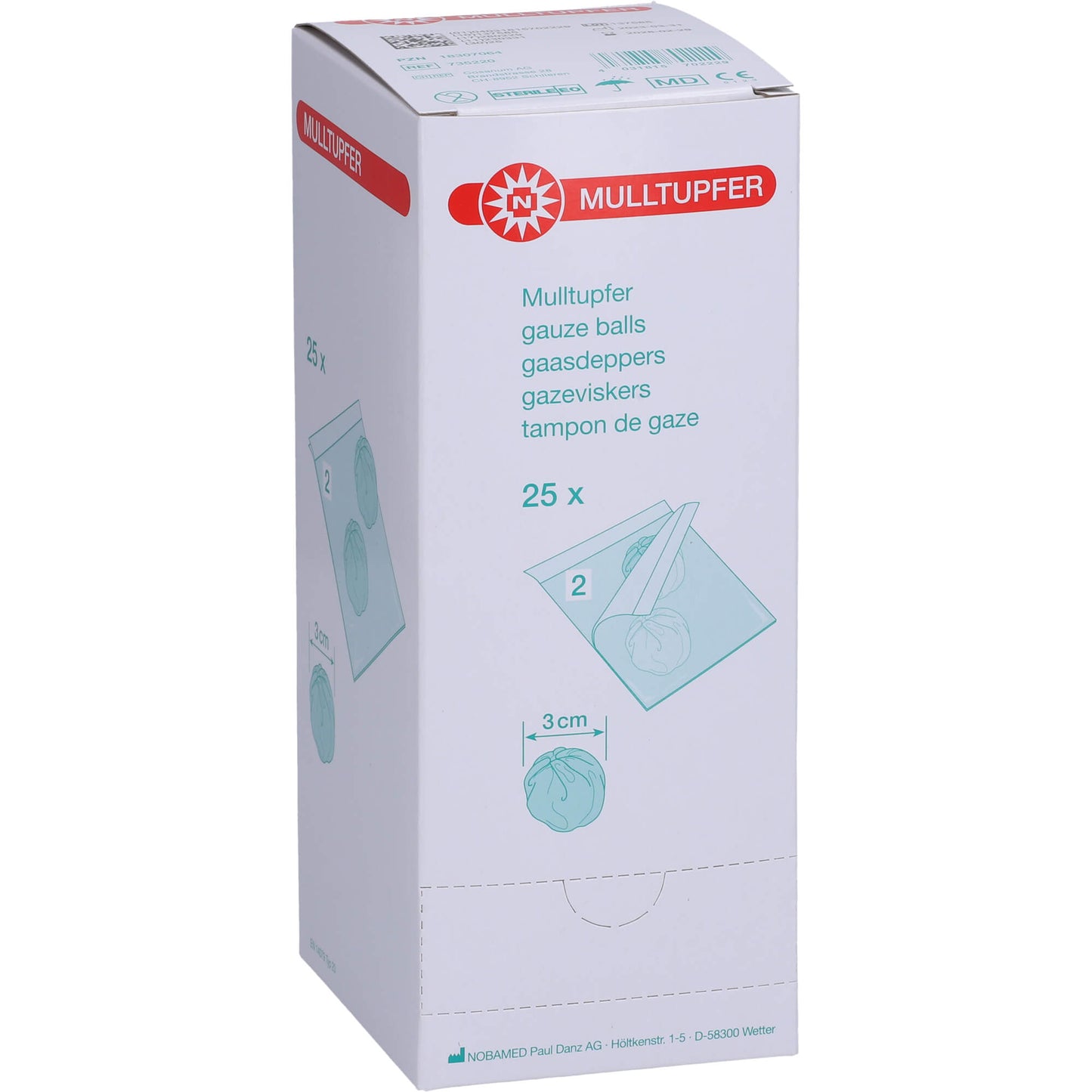 MULLTUPFER-steril Drm.3,0 cm P2 25X2 St
