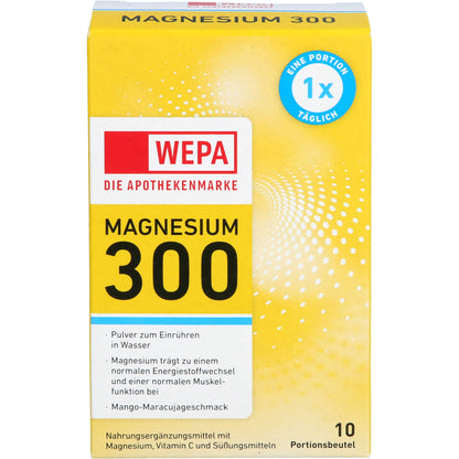 WEPA Magnesium 300+Vit.C zuckerfrei Pulver 10X4.5 g