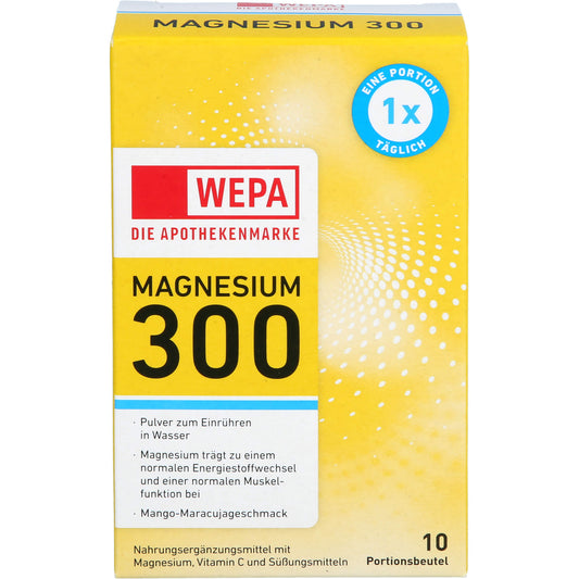 WEPA Magnesium 300+Vit.C zuckerfrei Pulver 10X4.5 g