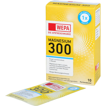 WEPA Magnesium 300+Vit.C zuckerfrei Pulver 10X4.5 g
