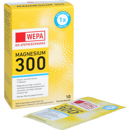 WEPA Magnesium 300+Vit.C zuckerfrei Pulver 10X4.5 g
