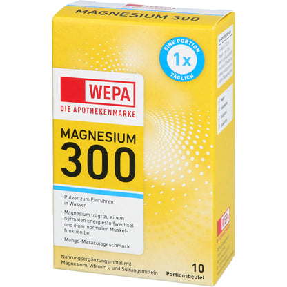 WEPA Magnesium 300+Vit.C zuckerfrei Pulver 10X4.5 g