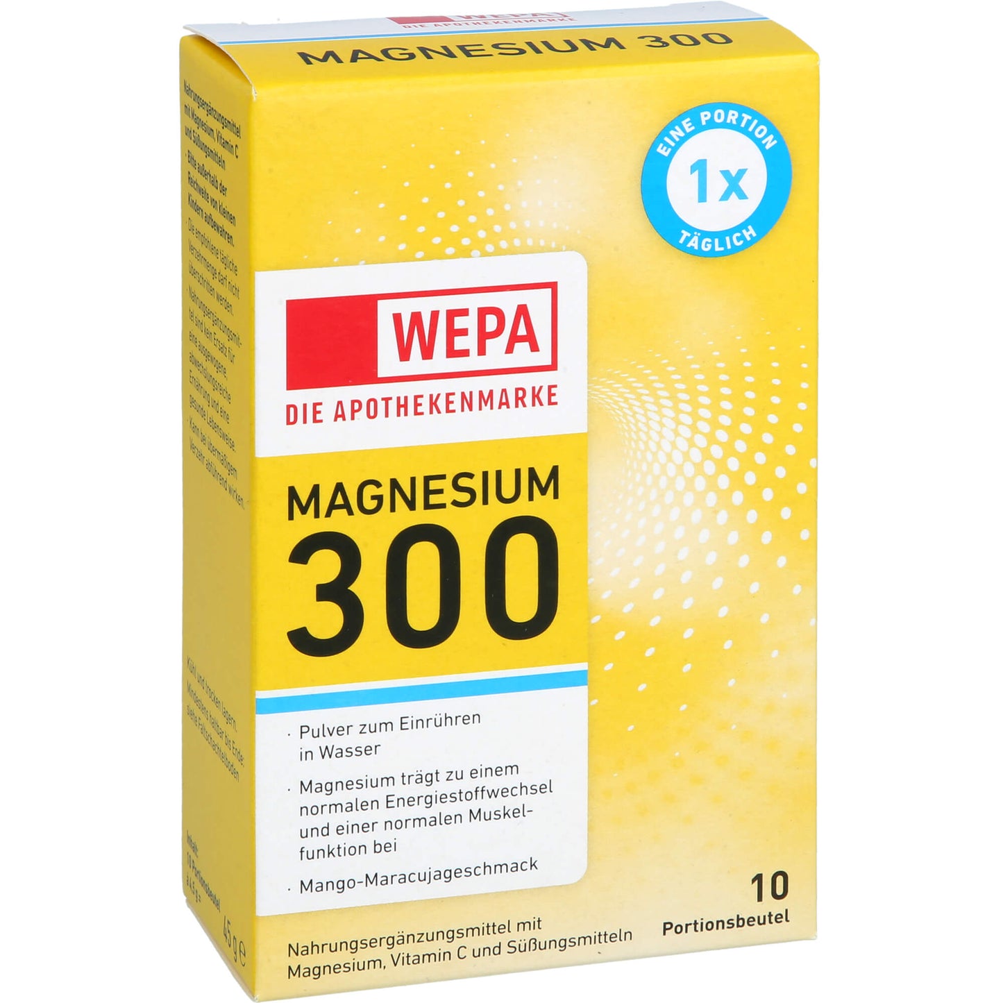 WEPA Magnesium 300+Vit.C zuckerfrei Pulver 10X4.5 g