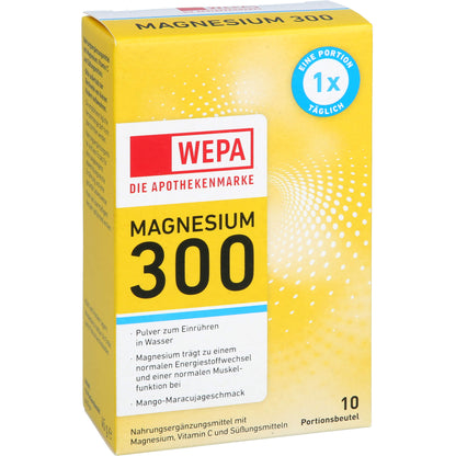 WEPA Magnesium 300+Vit.C zuckerfrei Pulver 10X4.5 g