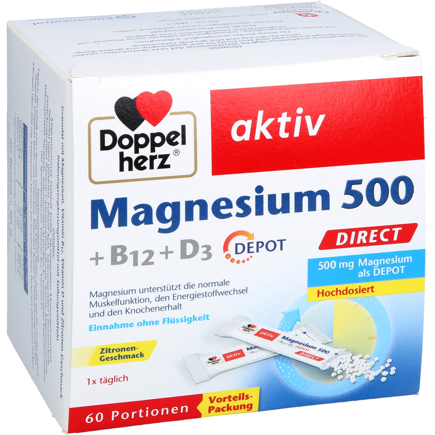 DOPPELHERZ Magnesium 500+B12+D3 Depot DIRECT Pell. 60 St