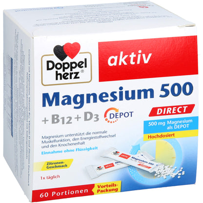 DOPPELHERZ Magnesium 500+B12+D3 Depot DIRECT Pell. 60 St
