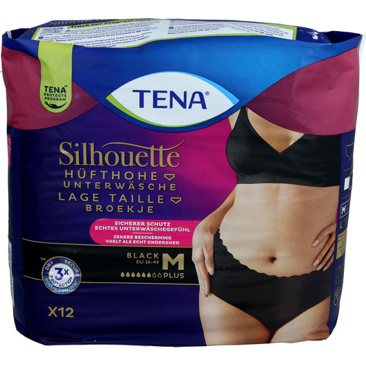 TENA SILHOUETTE plus M black Inkontinenz Pants 12 St