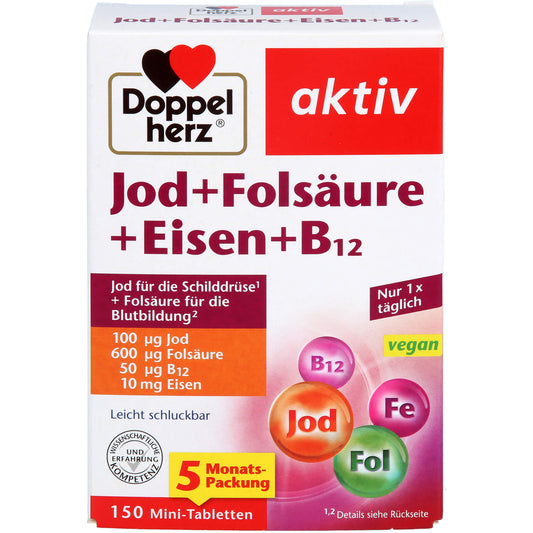 DOPPELHERZ Jod+Folsäure+Eisen+B12 Tabletten 150 St