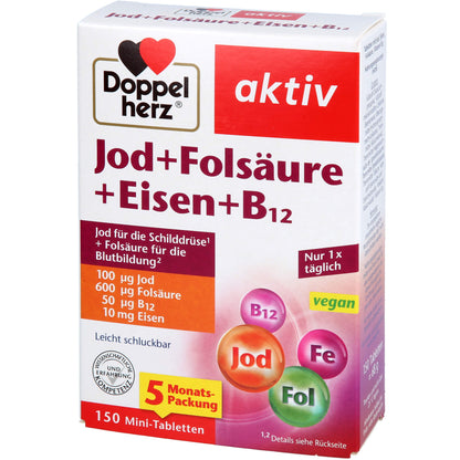 DOPPELHERZ Jod+Folsäure+Eisen+B12 Tabletten 150 St