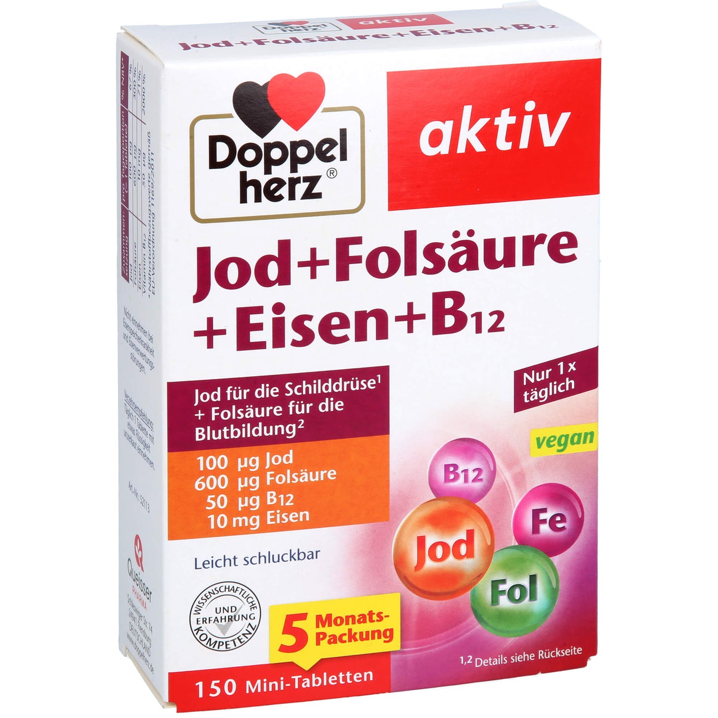 DOPPELHERZ Jod+Folsäure+Eisen+B12 Tabletten 150 St