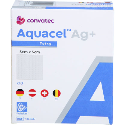 AQUACEL Ag+ Extra 5x5 cm Kompressen 10 St
