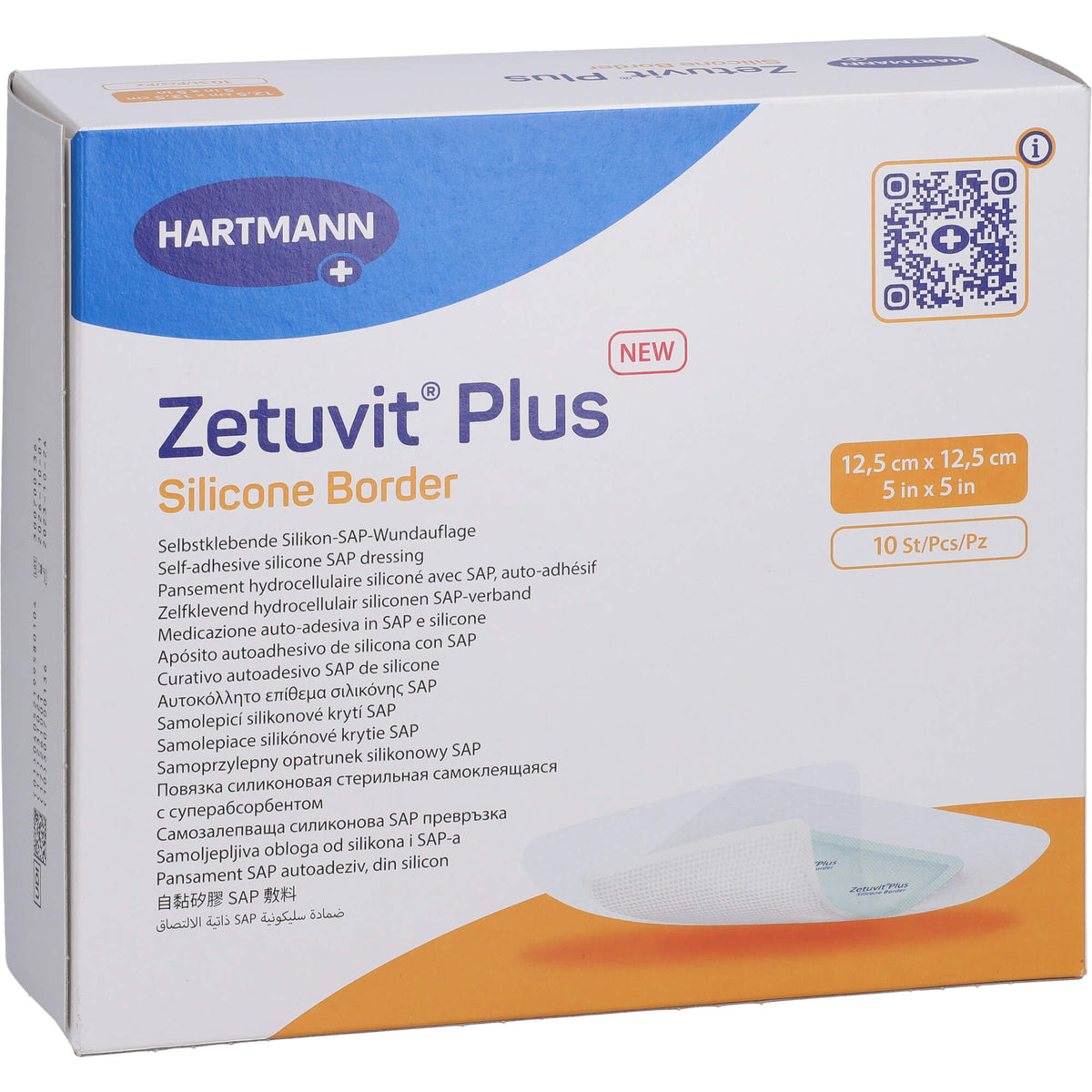 ZETUVIT Plus Silicone Border steril 12,5x12,5 cm 10 St