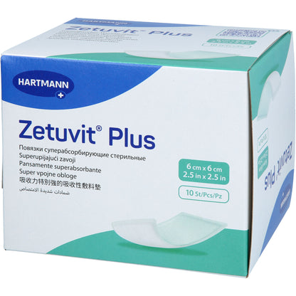 ZETUVIT Plus extrastarke Saugkompr.steril 6x6 cm 10 St