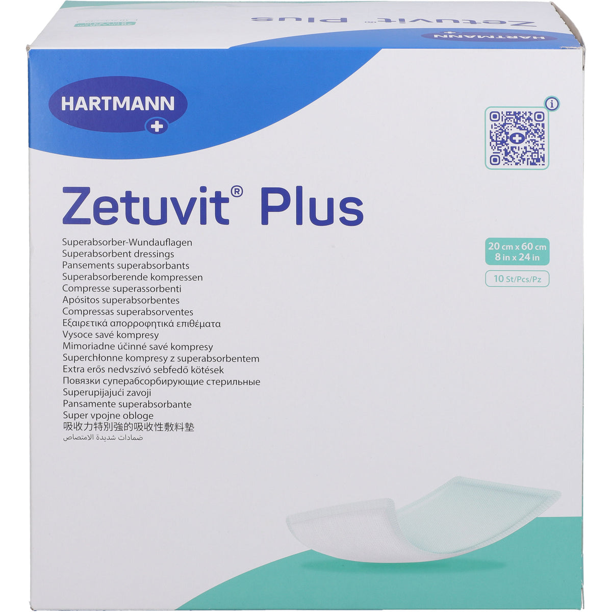 ZETUVIT Plus extrastarke Saugkompr.steril 20x60 cm 10