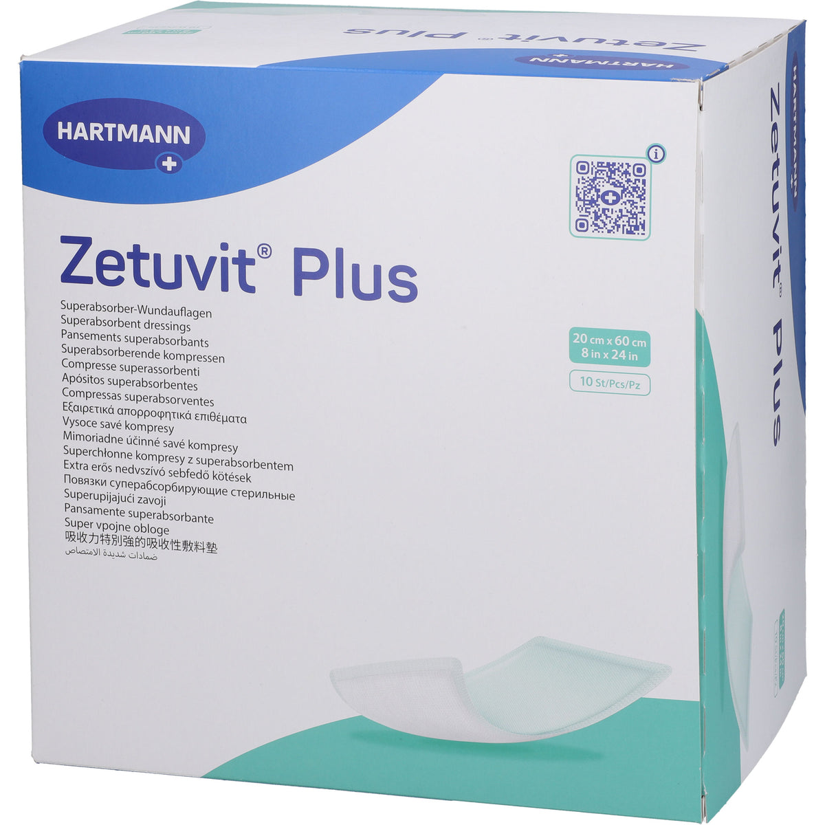 ZETUVIT Plus extrastarke Saugkompr.steril 20x60 cm 10