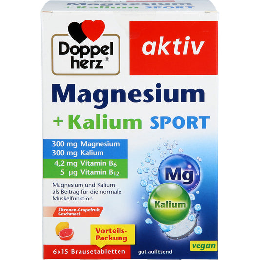 DOPPELHERZ Magnesium+Kalium Sport Brausetabletten 6X15 St