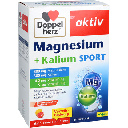 DOPPELHERZ Magnesium+Kalium Sport Brausetabletten 6X15 St