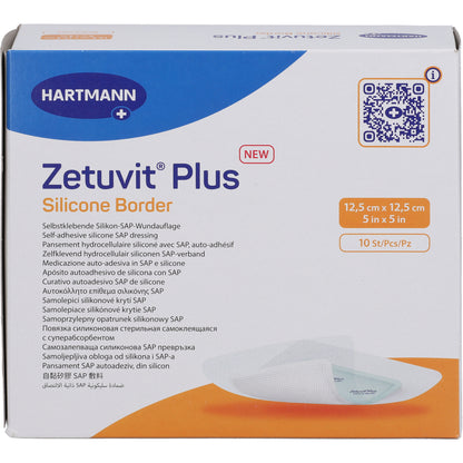 ZETUVIT Plus Silicone Border steril 12,5x12,5 cm 10 St