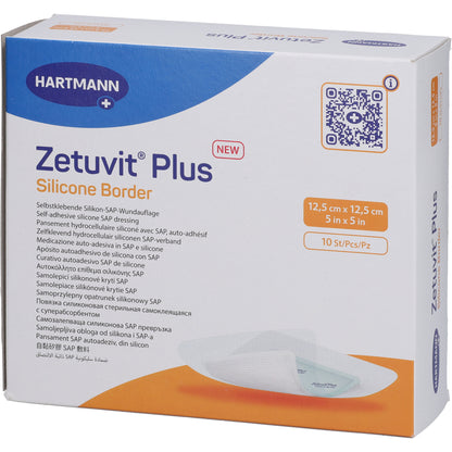 ZETUVIT Plus Silicone Border steril 12,5x12,5 cm 10 St