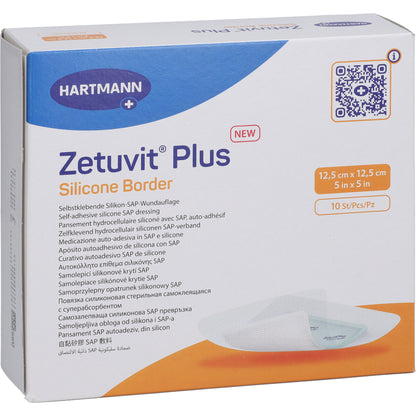 ZETUVIT Plus Silicone Border steril 12,5x12,5 cm 10 St