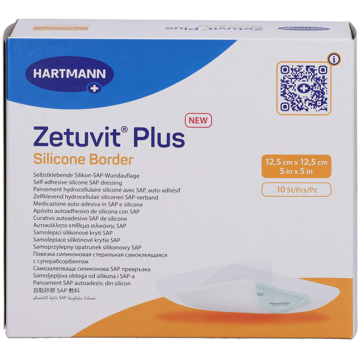 ZETUVIT Plus Silicone Border steril 12,5x12,5 cm 10 St