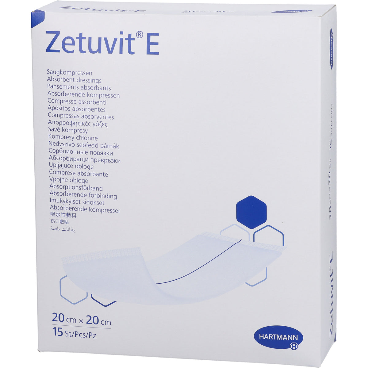 ZETUVIT E Saugkompressen steril 20x20 cm 15 St