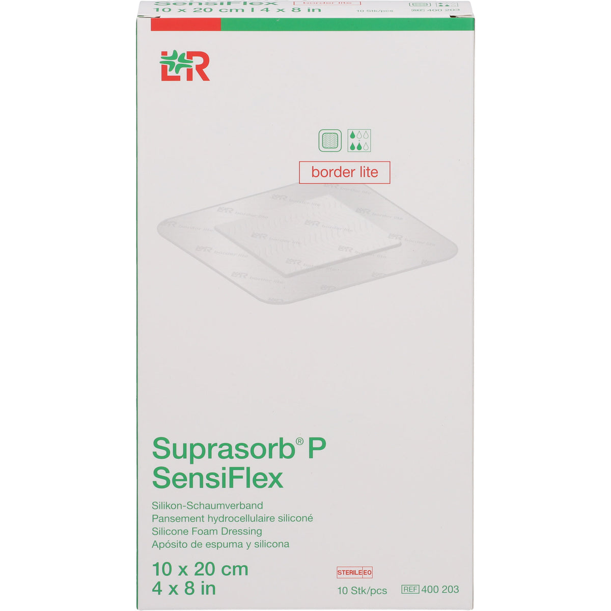 SUPRASORB P SensiFlex border lite 10x20cm 10 St