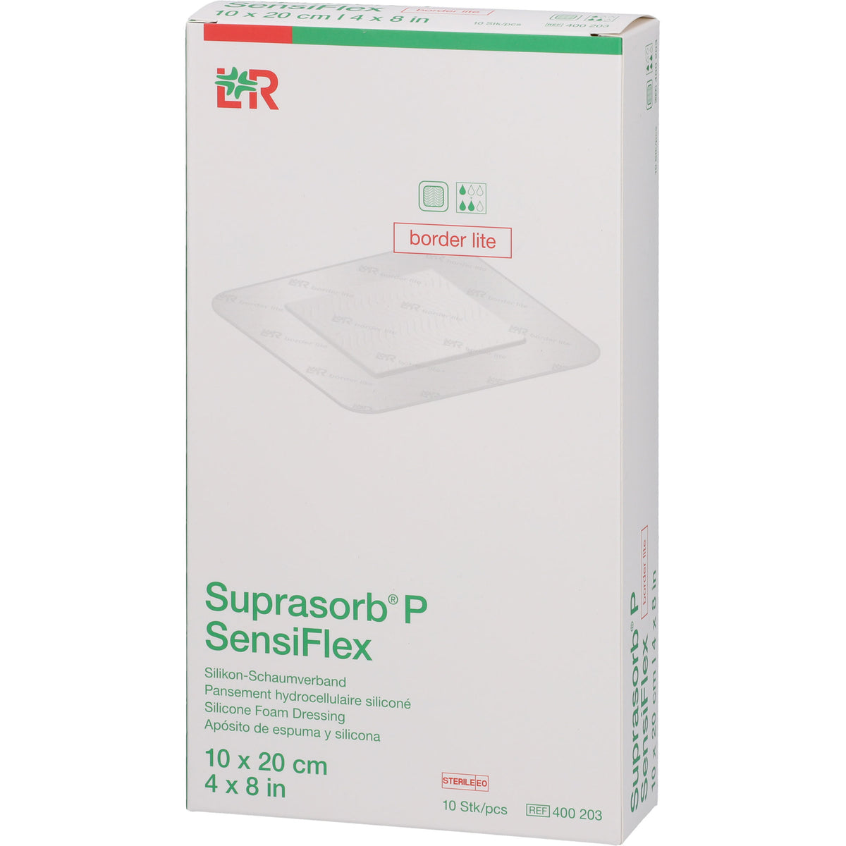 SUPRASORB P SensiFlex border lite 10x20cm 10 St