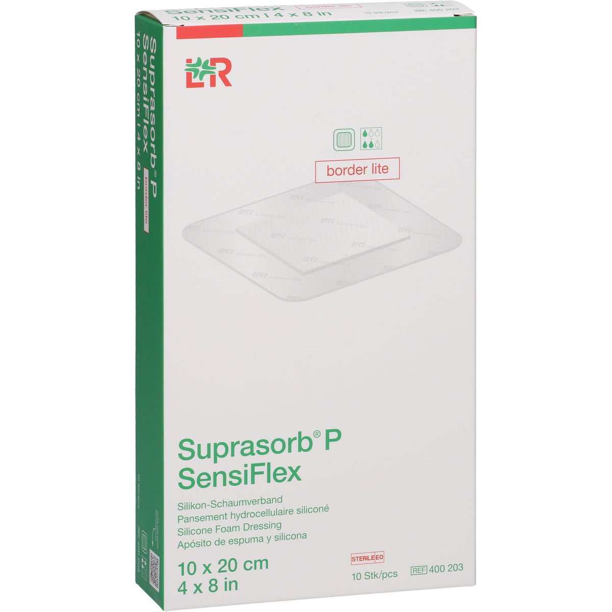 SUPRASORB P SensiFlex border lite 10x20cm 10 St