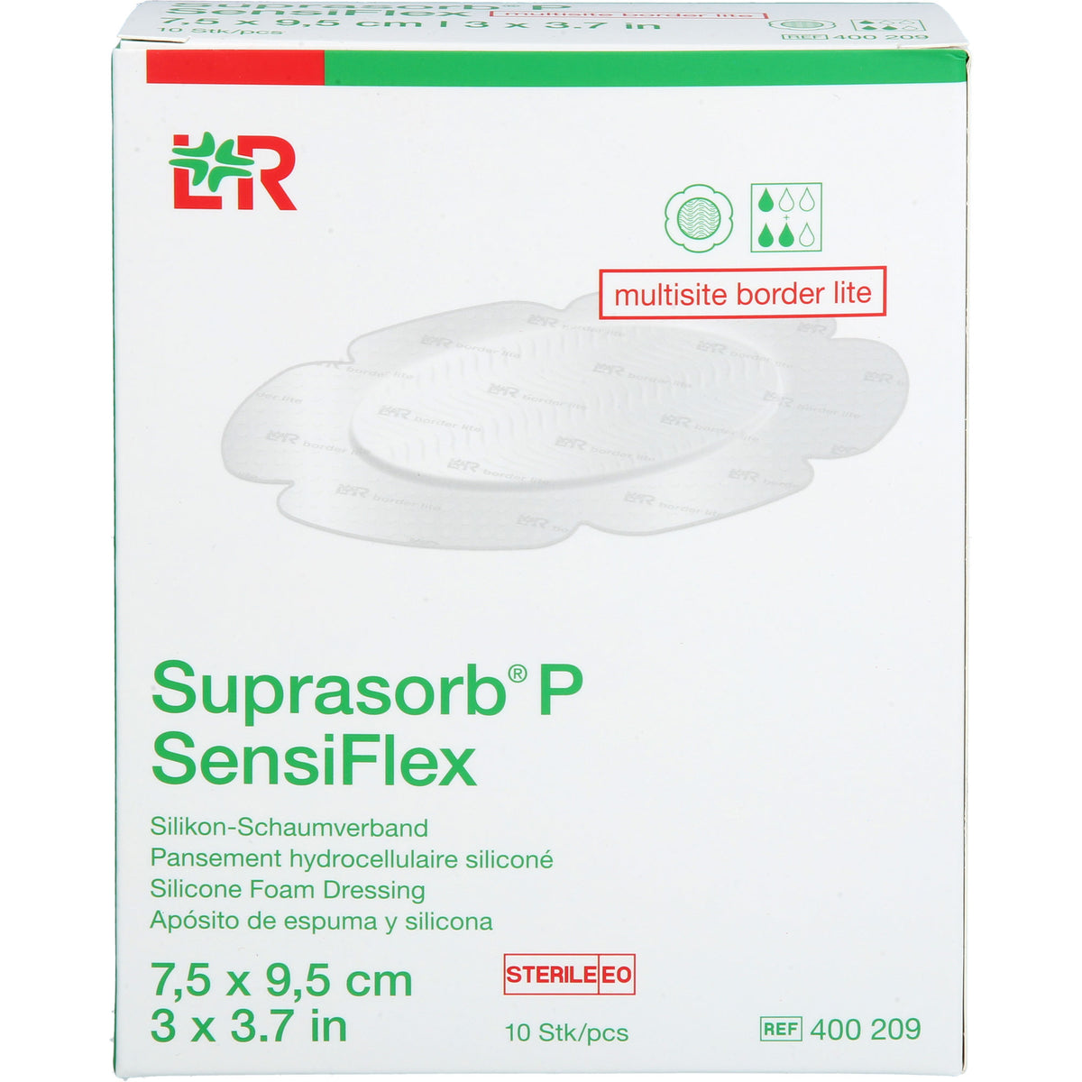 SUPRASORB P SensiFlex multis.border lite 7,5x9,5cm 10 St