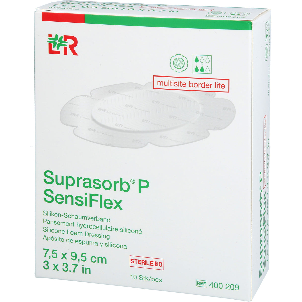 SUPRASORB P SensiFlex multis.border lite 7,5x9,5cm 10 St