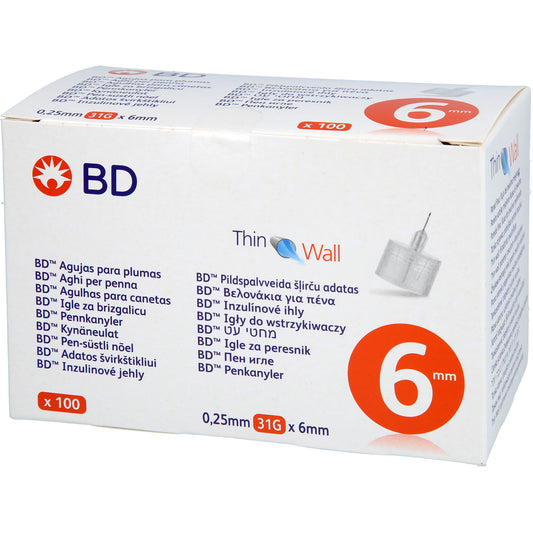 BD THIN Wall Pen-Nadeln 0,25 31 Gx6 mm 100 St